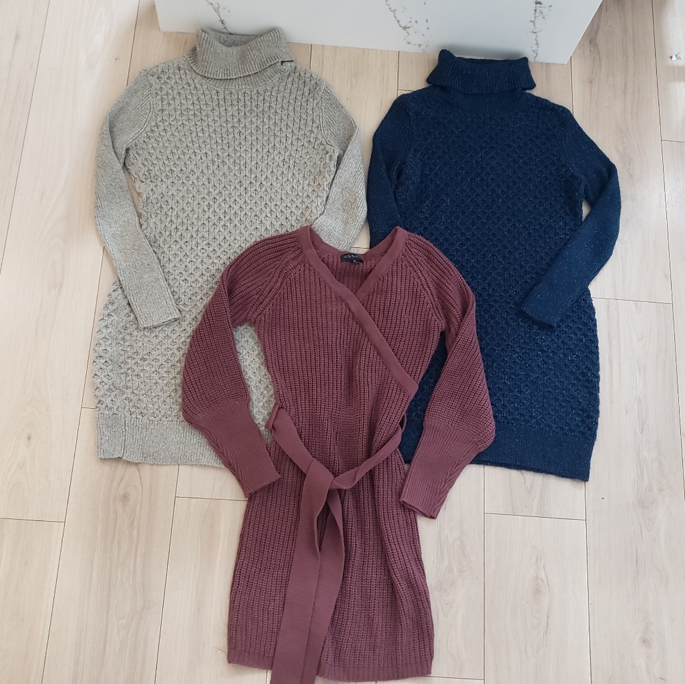 Women’s Sweater Dress Bundle Size M APT.9, Say What – Cozy Knit Dresses 3-Pack